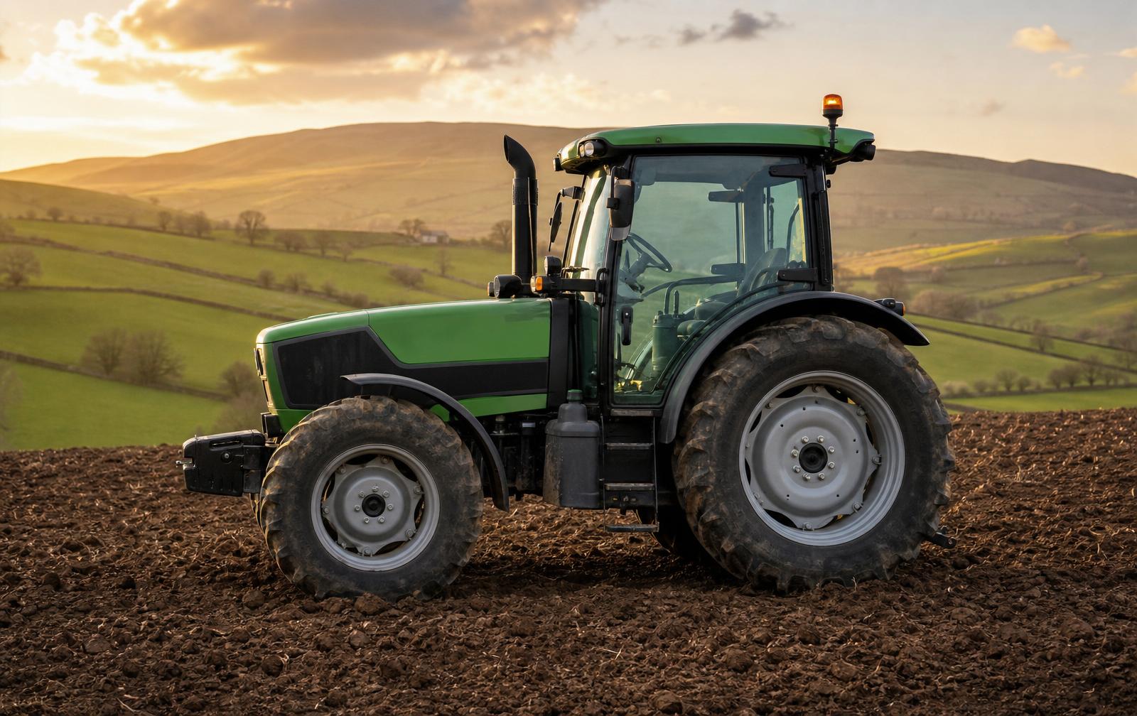 Modern agricultural tractor on a ploughed Welsh field — tractor ECU remapping by Future Remapping