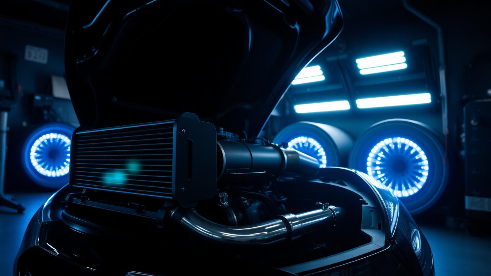 Performance engine bay with a front-mount intercooler, upgraded intake and exhaust prepared for a Stage 2 remap
